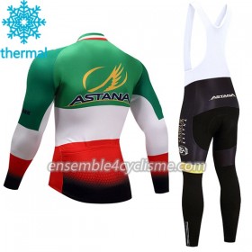 Tenue Maillot M/L + Collant à Bretelles 2017 Astana Pro Team Hiver Thermal Fleece N004